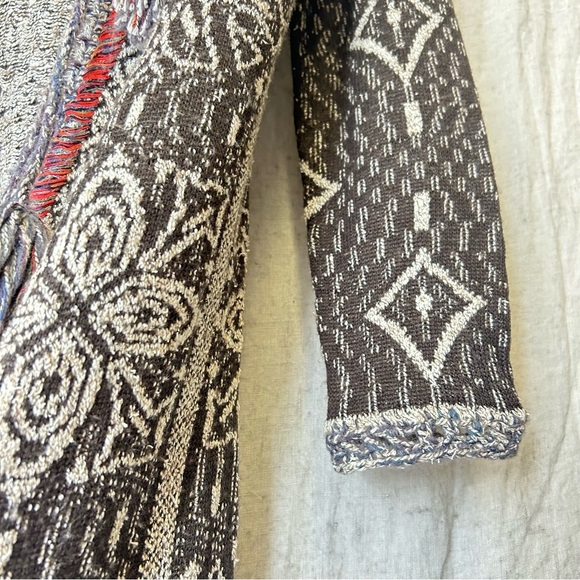 Free People Boho Floral Tapestry Kai Pom Pom Tassel Hooded Cardigan medium - Picture 9 of 14